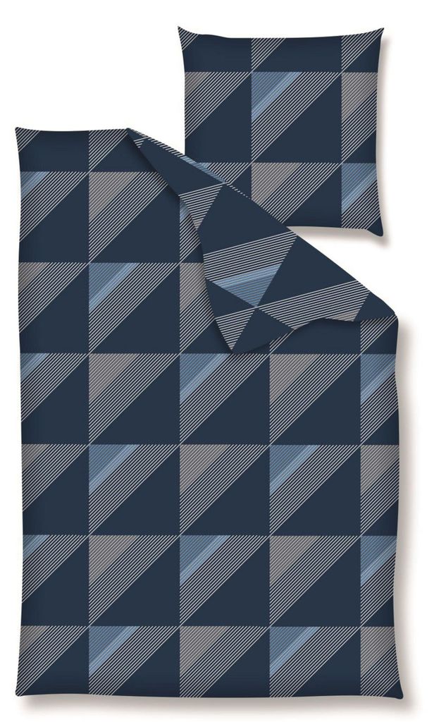 Nanette Renforcé Bettwäsche - geometrisches Muster, blau 135 x 200 cm geometrisches Muster, blau