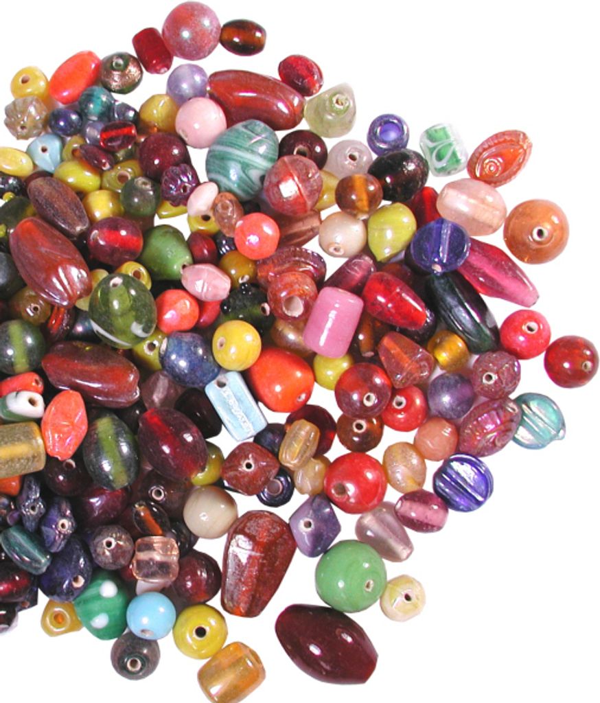 Glasperlen Sortiment, 500 g, verschieden sortiert
