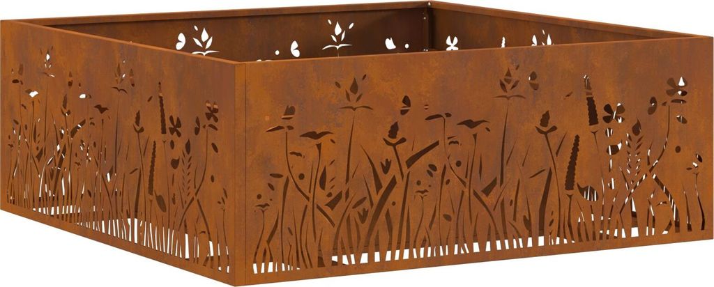 Feuerstelle Quadratisch 80x80x30 cm Cortenstahl, Feuerkörbe & -schalen DesignMöbel Neu