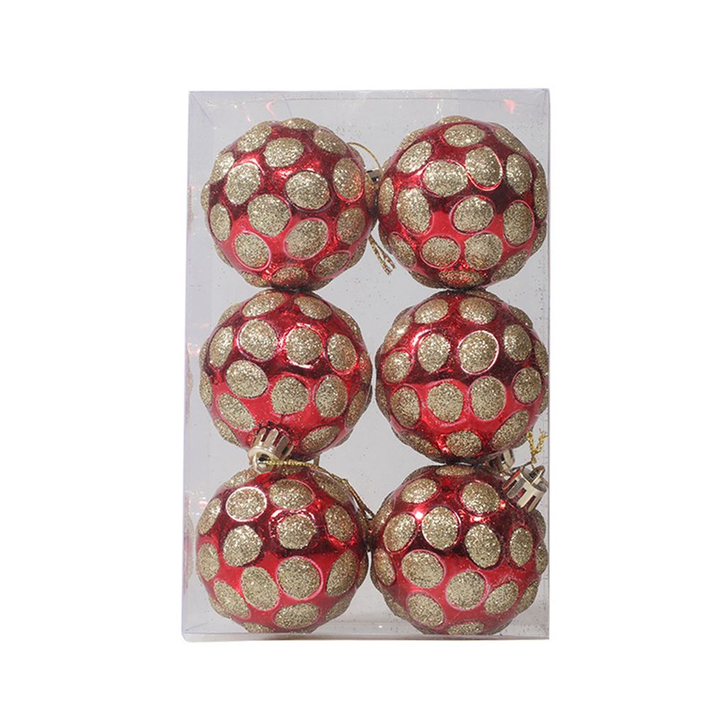 6pcs 6 cm Weihnachtsbaumball Mattes Boxed Unbreakable Electrloplating Glitter Festival Requisite Plastik Farbig Zeichnung Weihnachtsfeier -Dekor -B...