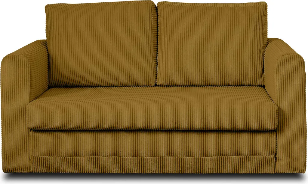 Canapé convertible 2 places Marilia en velours côtelé jaune - Best Mobilier