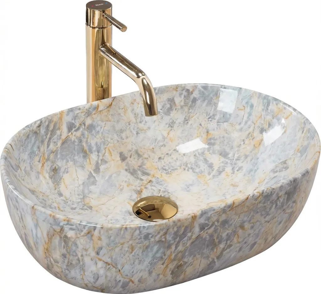 Lavabo Da Appoggio Rea Amelia Rustrstone 48 Beige