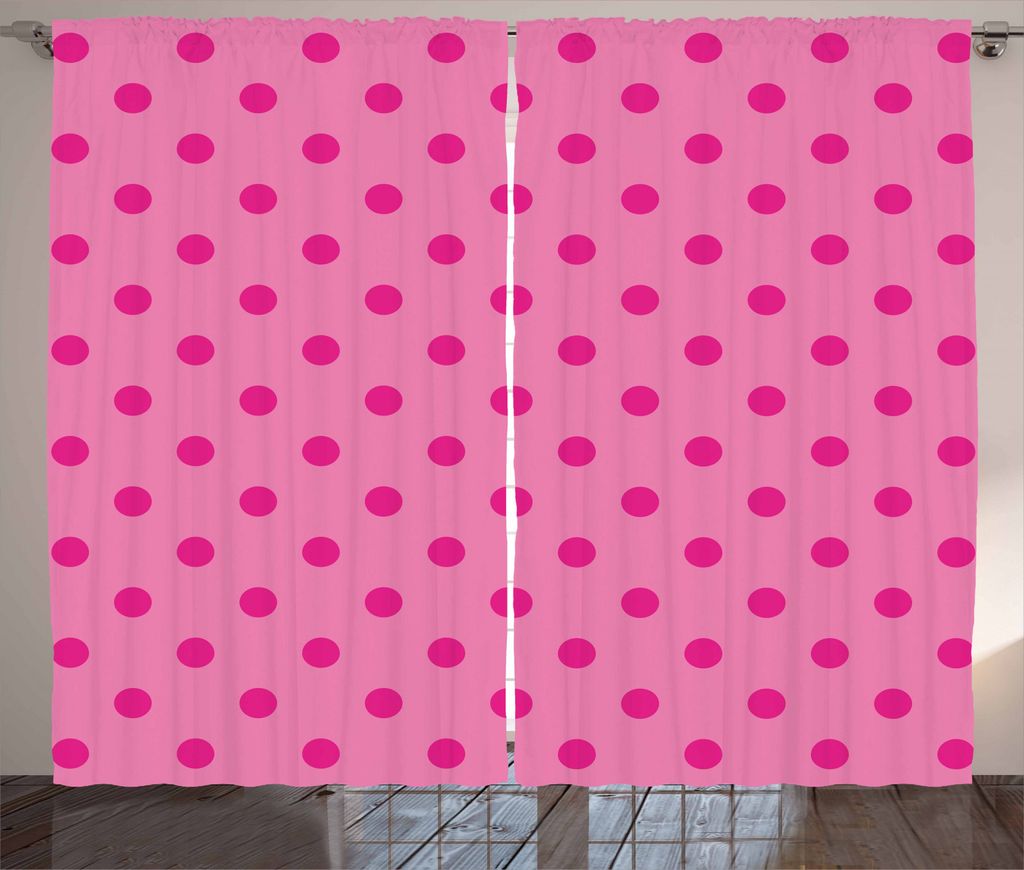 ABAKUHAUS Hot Pink Rustikaler Gardine, Klassische Einfache Punkt, Schlafzimmer Kräuselband Vorhang mit Schlaufen und Haken, 280 x 245 cm, Pink Rosa