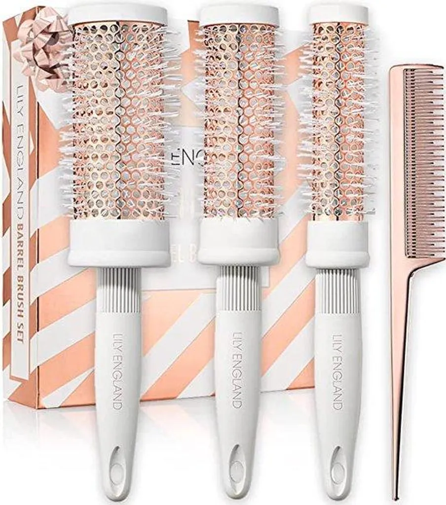 Kit brosses à cheveux brushing antistatiques - 4 pièces noires et grises