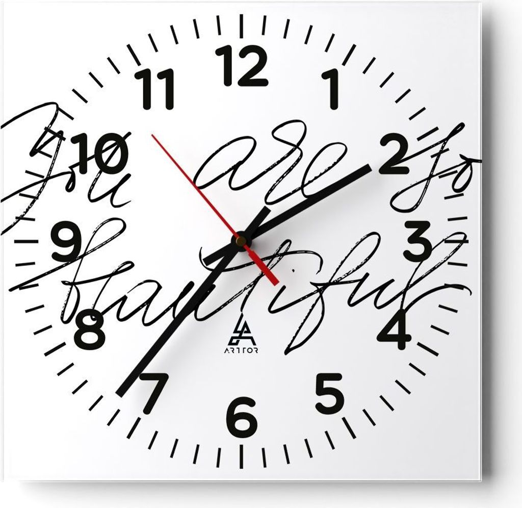 Wanduhr - Quadrat - Glasuhr - Du bist so wunderschön - 40x40cm - Schleichendes Uhrwerk - Lautlos - zum Aufhängen bereit - Dekoration Modern - Wan...