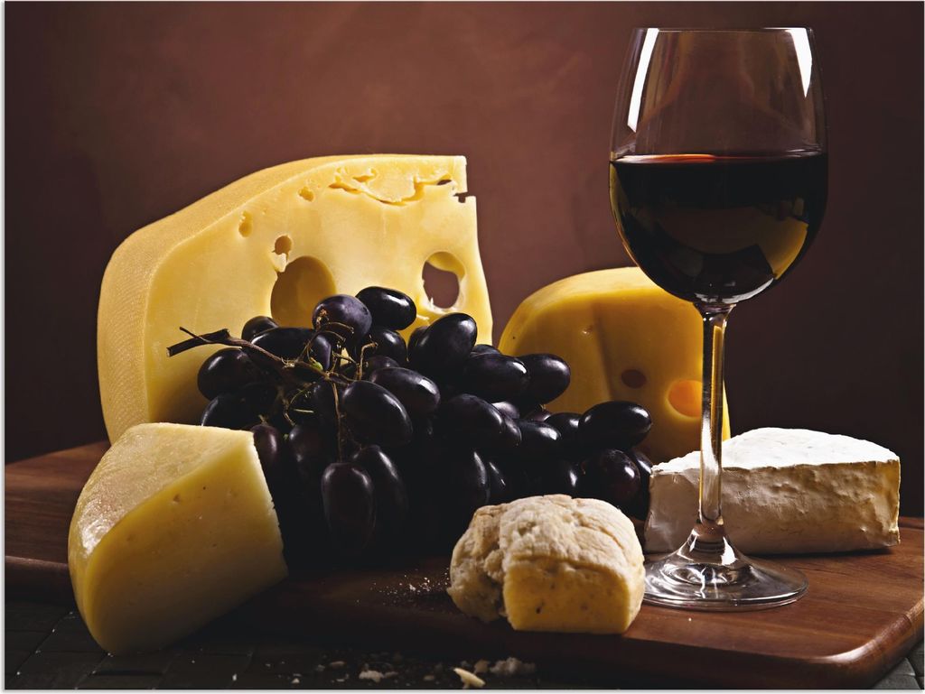 ARTland Wandbild Alu für Innen & Outdoor Käse Stillleben Größe: 60x45 cm