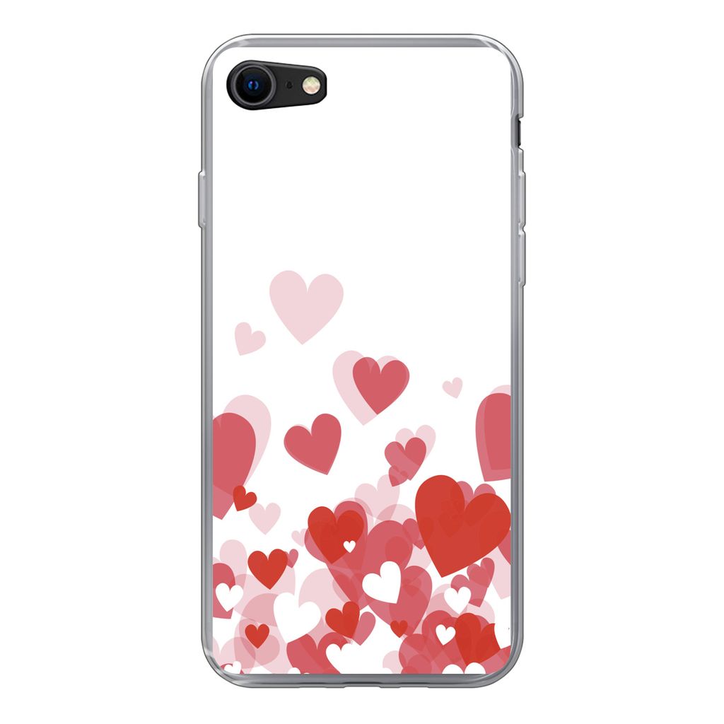 MuchoWow Handyhülle Schutzhülle Hülle für iPhone 8 Eine Illustration eines Regens der Herzen Silikon Softcase Handy Hülle - Schutzhaube