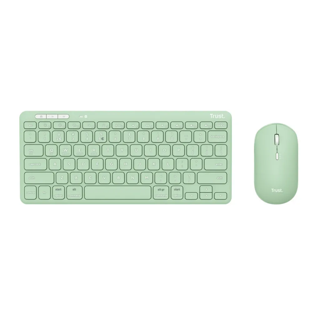 Pack Clavier et Souris Sans Fil Trust Lyra Mini Vert Multidispositif
