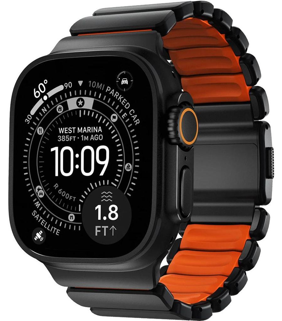 Bracelet Nomad Stratos Apple Watch 49mm Noir/Ultra Orange Image du produit 