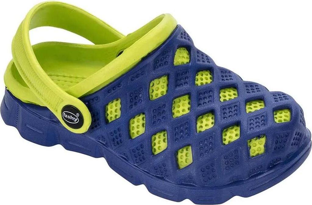 Fashy 7446 50 Kinder Uni Bade-Clog Sephia Blau - Limette, Produktbild 