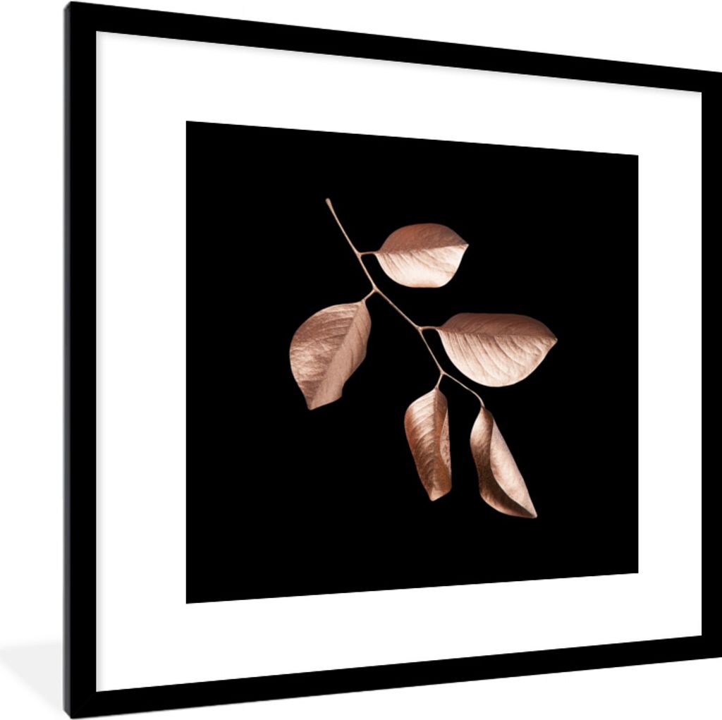 MuchoWow® MuchoWow® Gerahmtes Poster Rosa - Blatt - Gold Produktbild 