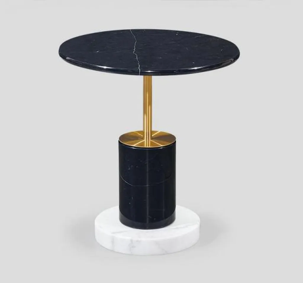 Table basse ronde noire industrielle 60cm, finition mate et élégante