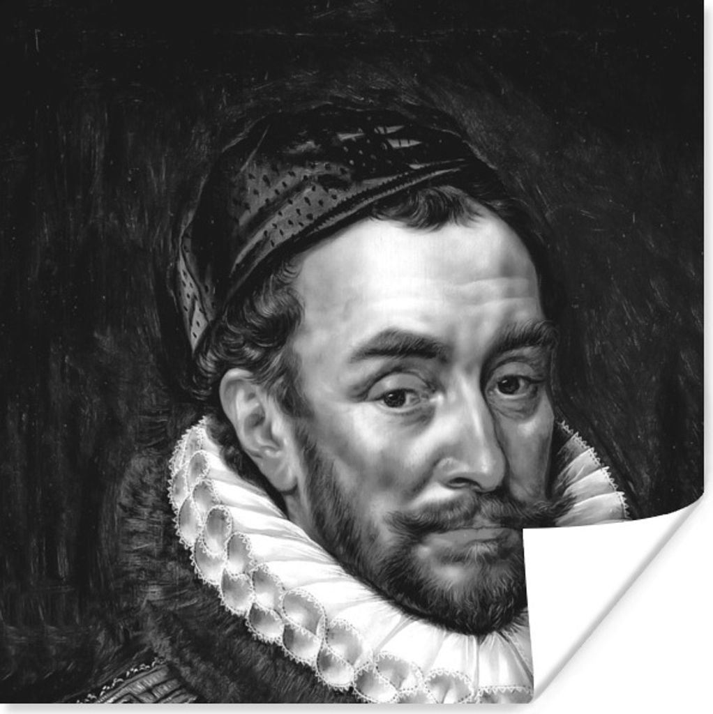 MuchoWow Poster Porträt von Wilhelm I. - Adriaen Thomasz - Schwarz und Weiß 100x100 cm - Babyzimmer