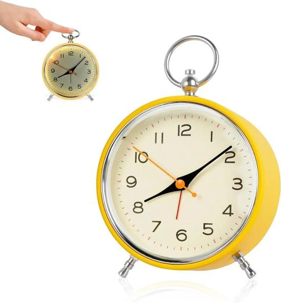 Horloge rétro analogique jaune 4,3 pouces silencieuse modèle H75