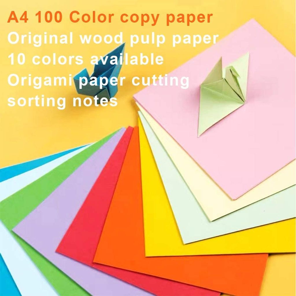100 Blatt buntes DIN-A4 Ton-Papier, Set aus 10 Farben, bunte Blätter in 80g/m², für DIY Kunst Handwerk 、 Drucker、Kopierpapier farbig