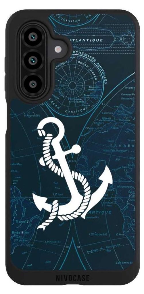 NIVOCASE Handyhülle für Samsung Galaxy A17 5G Hülle NIVOpure Case Schwarz Anker Landkarte Segeln