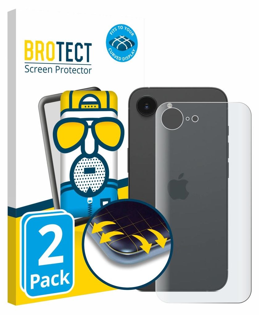 2x BROTECT Fullscreen Schutzfolie für Apple iPhone 17e (Rückseite) Displayschutz Folie Fullcover Matt Entspiegelungsfolie