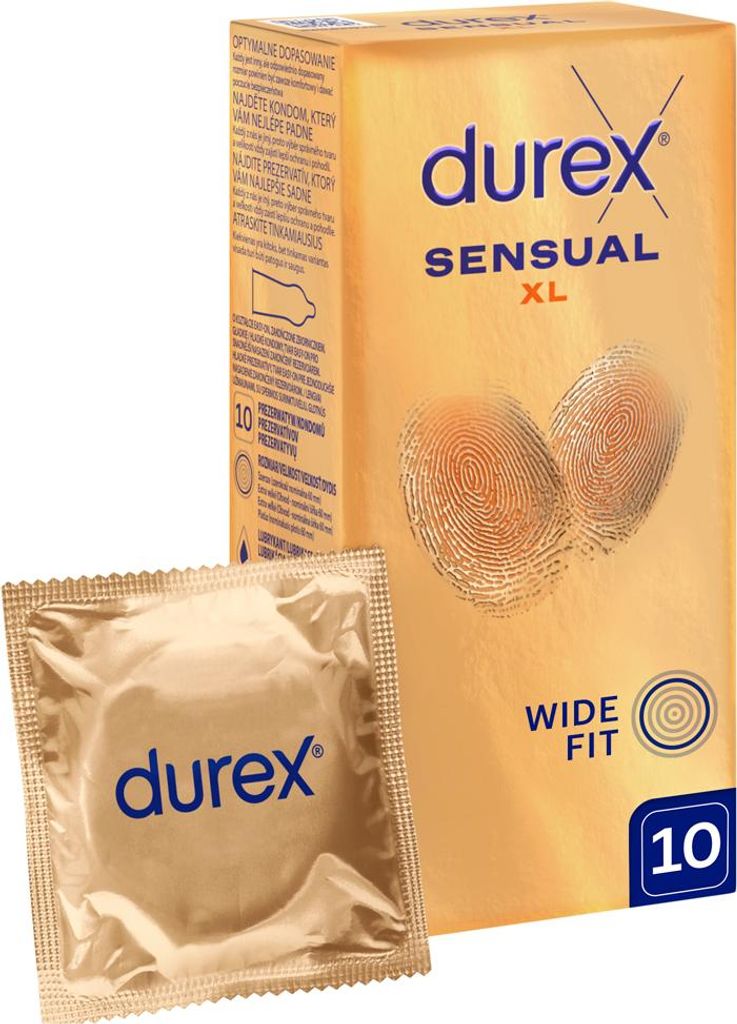 Durex Sensual XL Super cienkie prezerwatywy powiększone, 10 Produktbild 