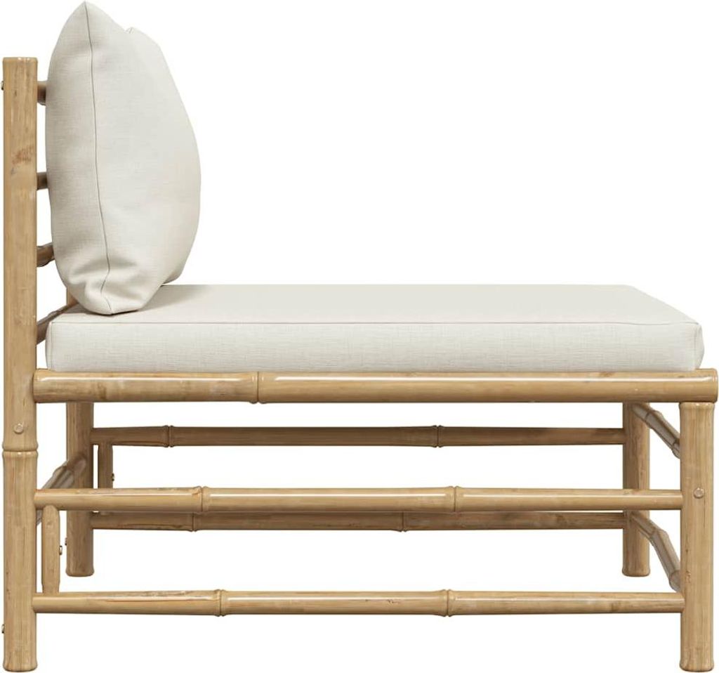 vidaXL Garten-Mittelsofa mit Kissen Cremewei Bambus