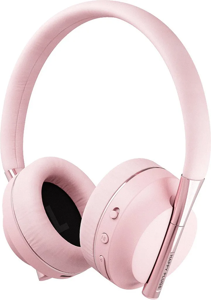 Casque Bluetooth enfant 85 dB Happy Plugs Play Rose Or avec micro