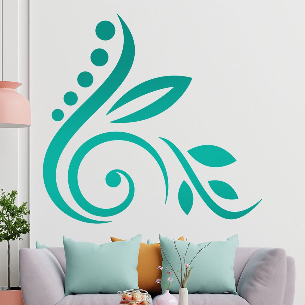 Blüte - Linien Punkte Wandtattoo in 6 Größen - Wandaufkleber Wall Sticker - Dekoration, Küche, Wohnzimmer, Schlafzimmer, Badezimmer