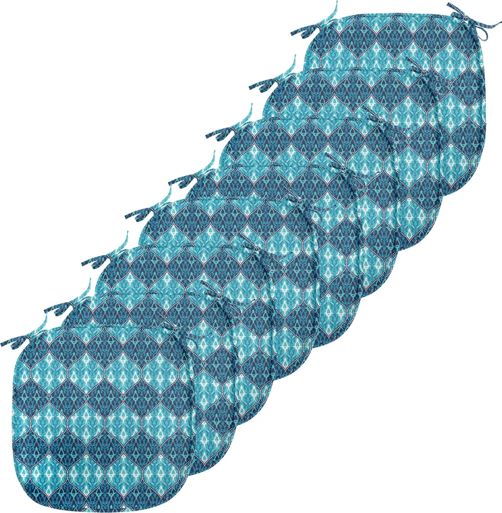 Lot de 8 Assises de Chaise pour Salle à Manger Bleu Marine Lavables