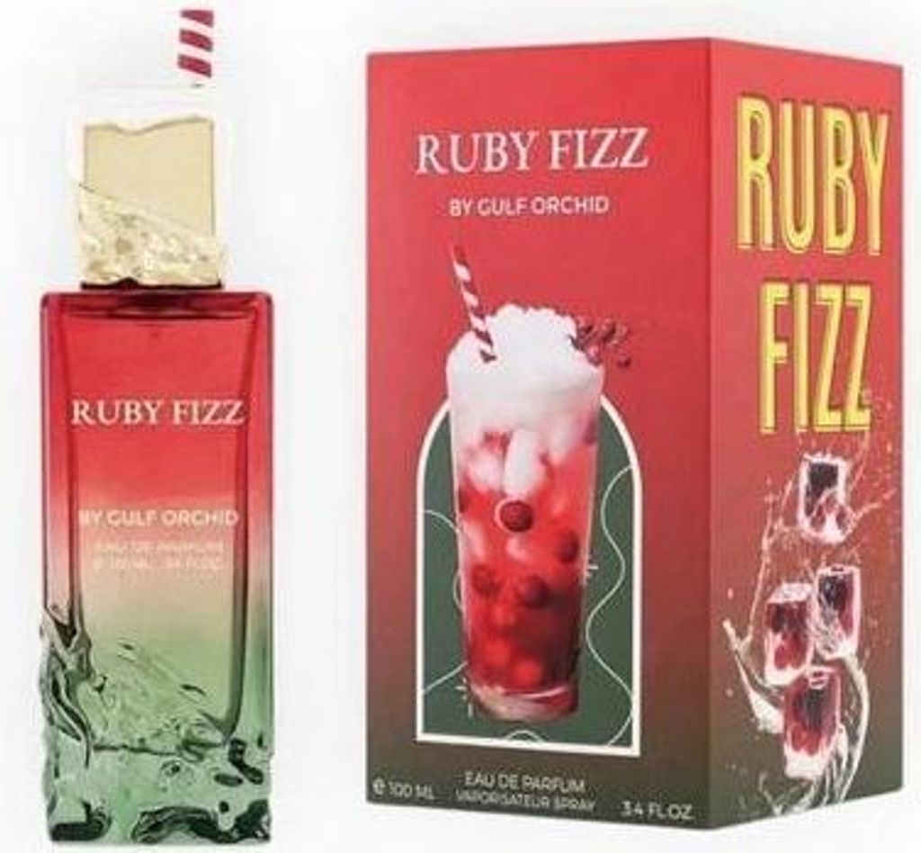 A perfume bottle and its packaging box are displayed side-by-side.