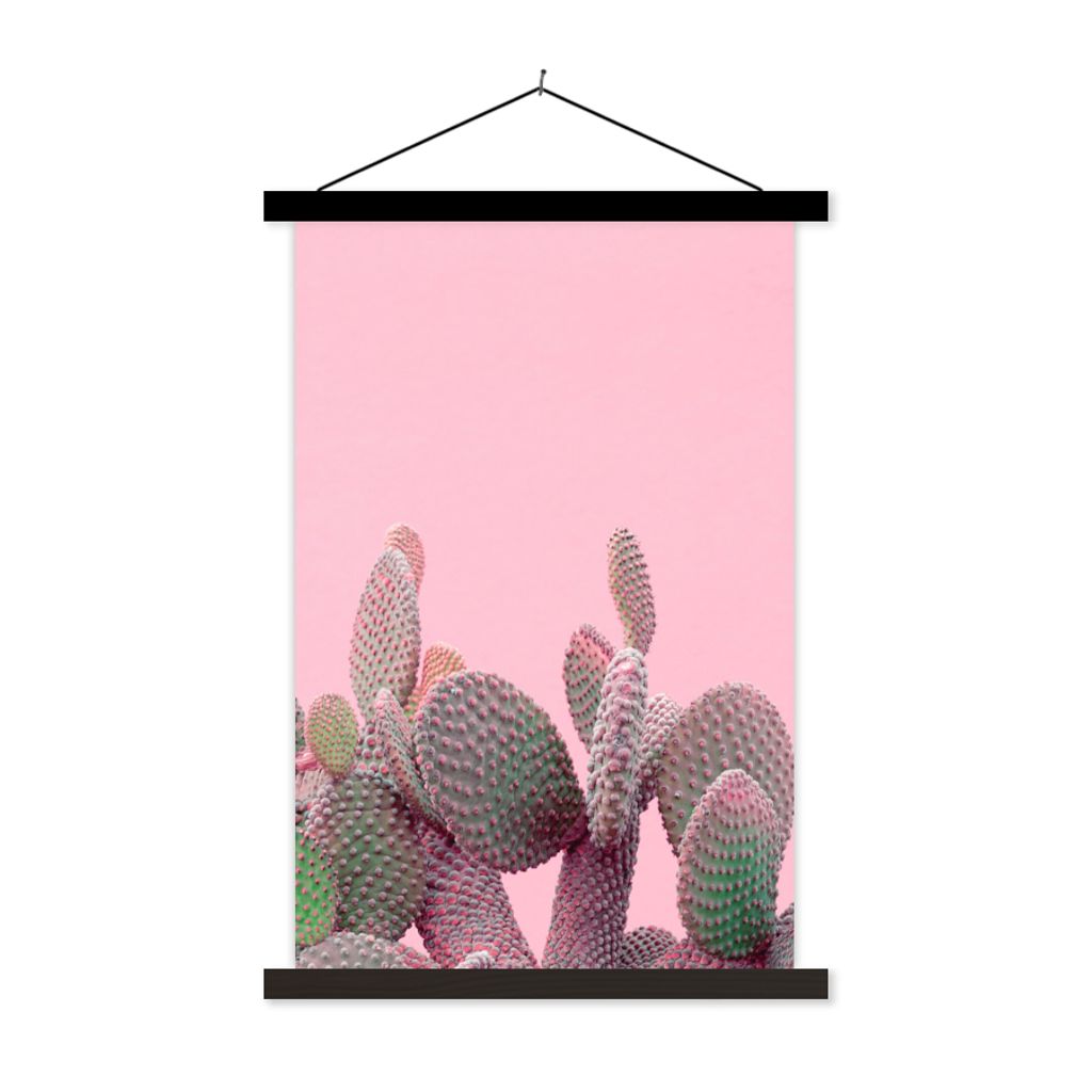 MuchoWow Textilposter Kaktus - Pflanzen - Sommer 60x90 cm mit schwarzem Rahmen - Poster Wohnzimmer
