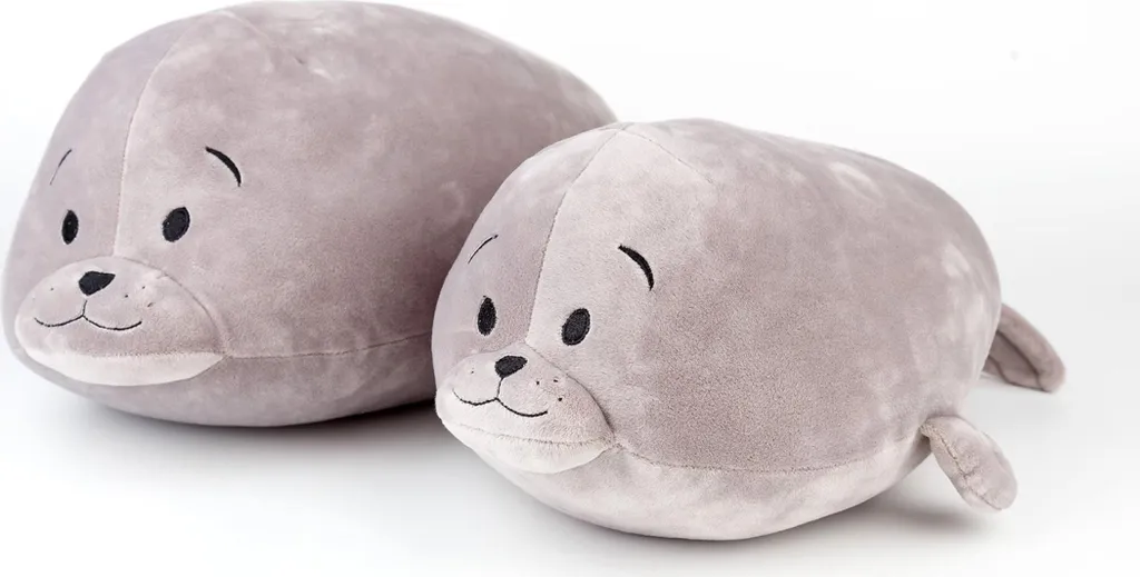 Coussin Seal Gris 55 cm - Peluche Phoque Moelleuse pour Déco Salon