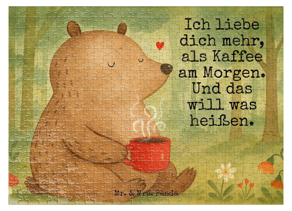 Mr. & Mrs. Panda Puzzle Bär Morgenkaffee Design 551 Teile - Weiß - Geschenk, 2000, Hochzeitstag, für Freundin, Mitbringsel, Frauen, 1000, 1500, ...