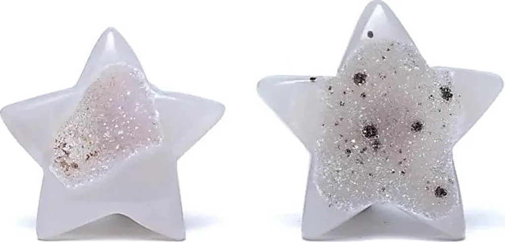 Pierre décorative étoile en agate et cristaux - Set de 2 minéraux polis