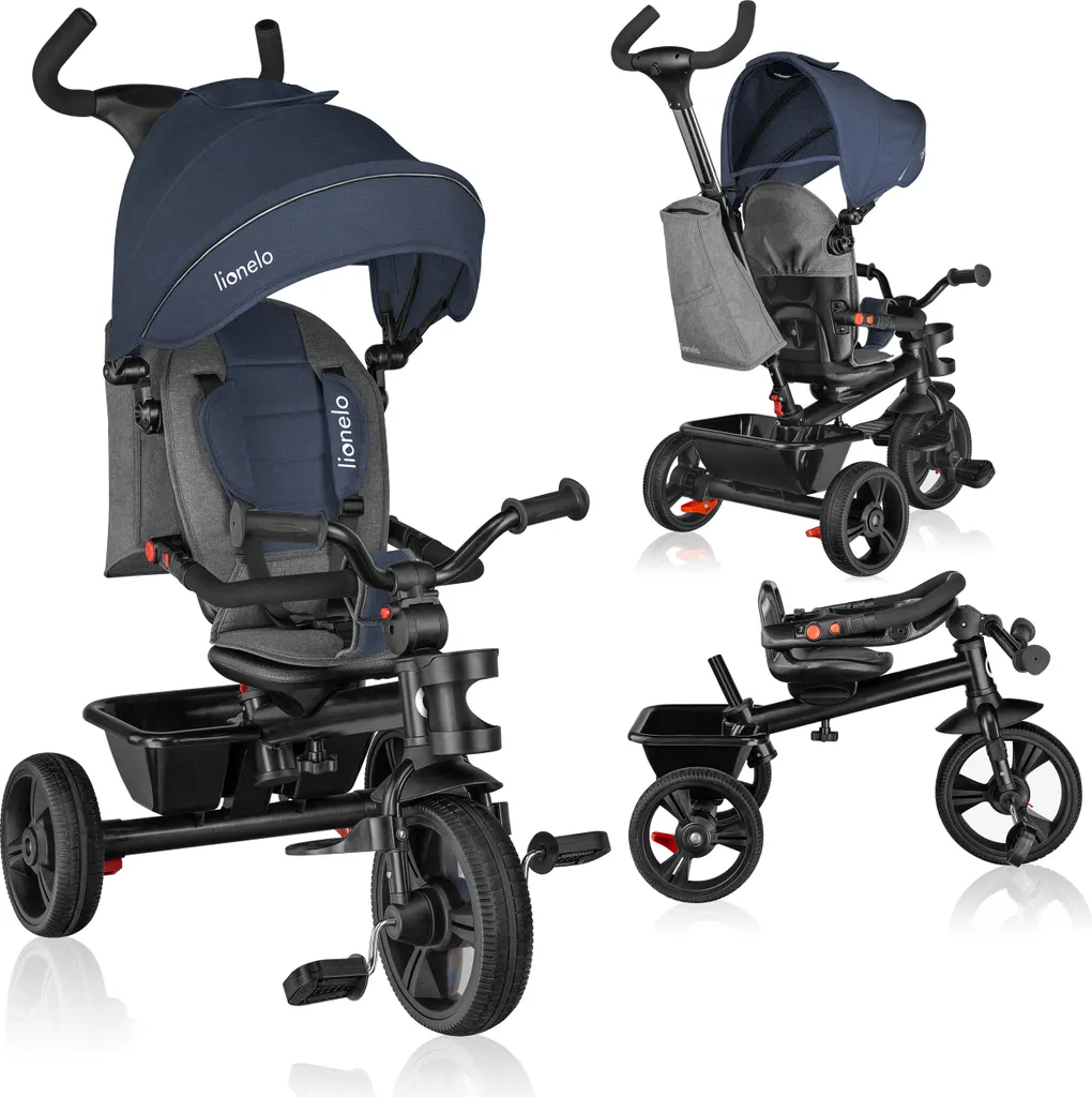 Tricycle poussette bébé Lionelo Haari avec roue libre coloris Bleu