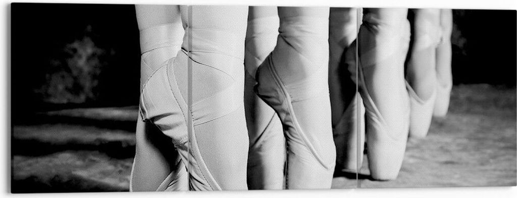 Bild auf Leinwand - Leinwandbild - 3 Teile - Ballettschuhe Füße Tanz - 150x50cm - Wand Bild - Wanddeko - Wandbilder - Leinwanddruck - Bilder - Wa...