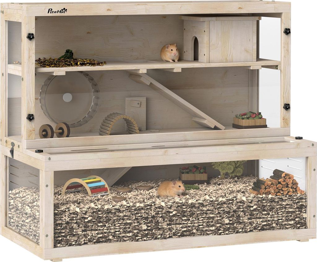 PawHut Hamsterkäfig aus Holz 100 x 50 x 84 cm Nagerkäfig 3 Produktbild 