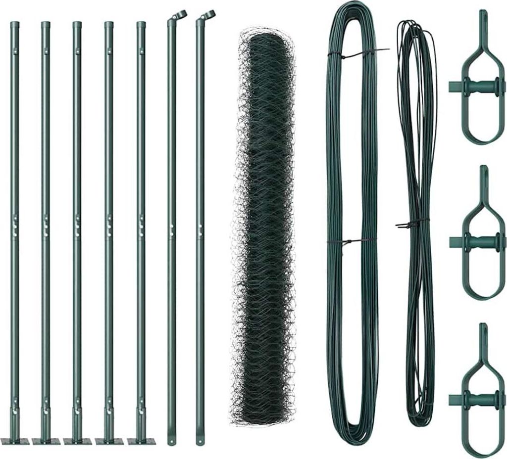 vidaXL Zaunpfosten Grün 10 x 1,2 m (36 mm Netz) Stahl und PVC