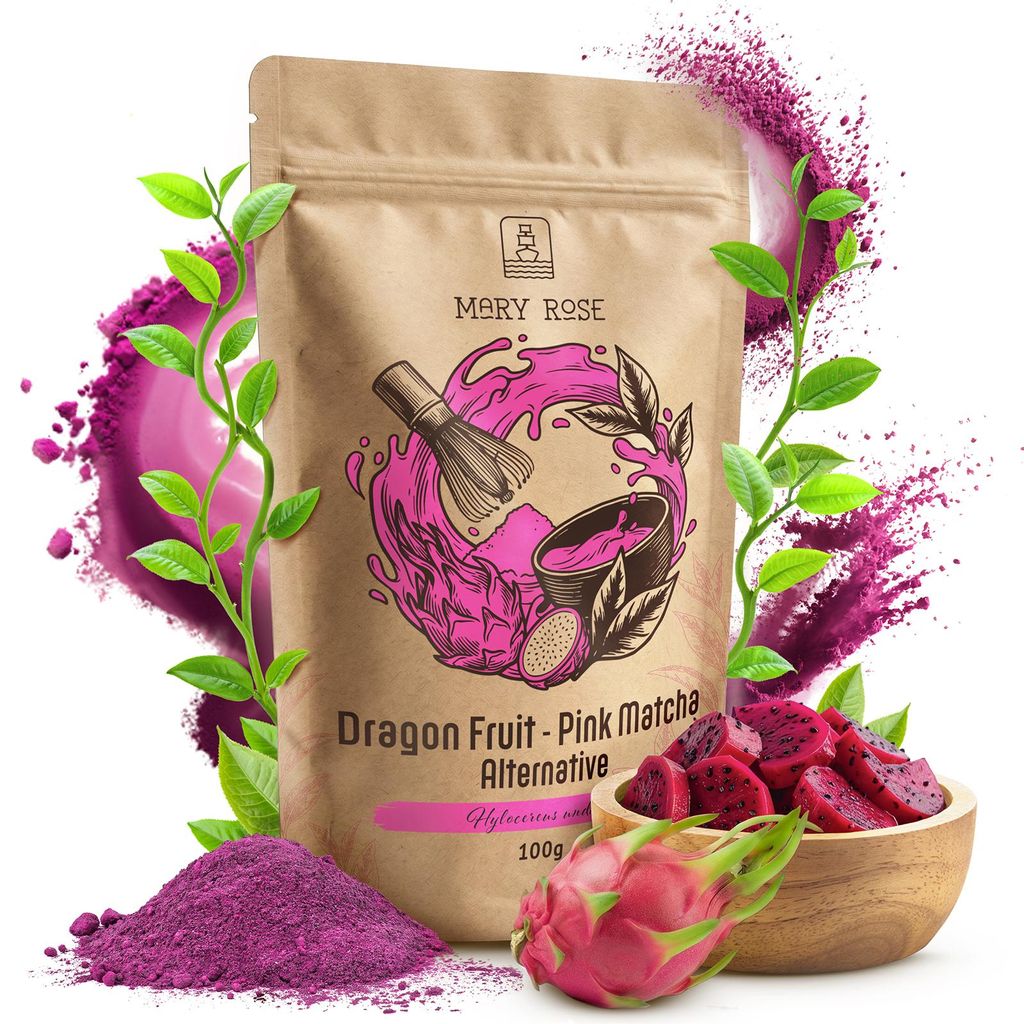 Mary Rose - Pink Matcha Tee Drachenfrucht Pulver 100g - Produktbild 