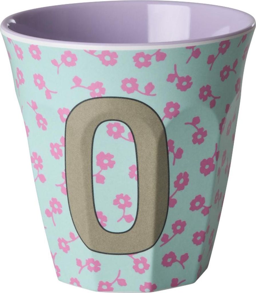 Rice Melamin Becher Medium Buchstaben Blumen O
