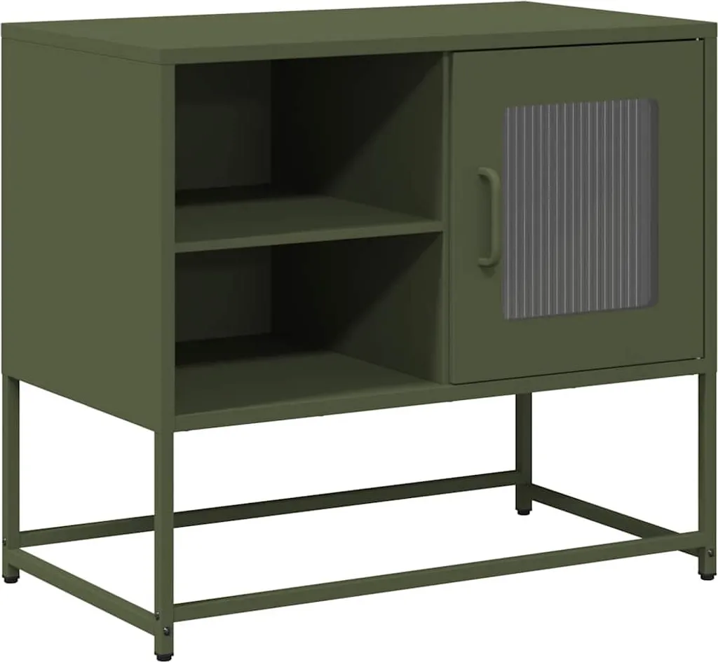Mobile Porta TV Design Industriale Verde Oliva Acciaio 68cm | Arredo Casa