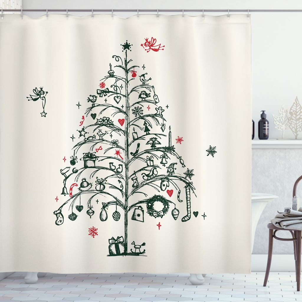 ABAKUHAUS Weihnachten Duschvorhang, Kitten Geschenk und Produktbild 