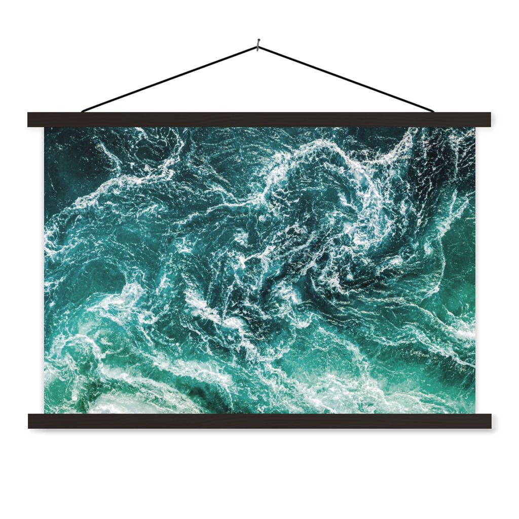 MuchoWow Textilposter Ozean - Wasser - Meer - Luxus - Grün - Türkis 90x60 cm mit schwarzem Rahmen - Aufhängungssatz