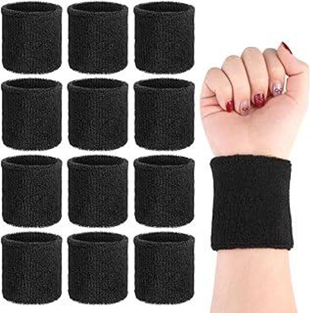 12 Stück Schweißbänder Handgelenk, 8cm Schweißband Handgelenk Elastisch, Sport Wristbands, Fitness Schweissband, für Damen & Herren, für Runn...