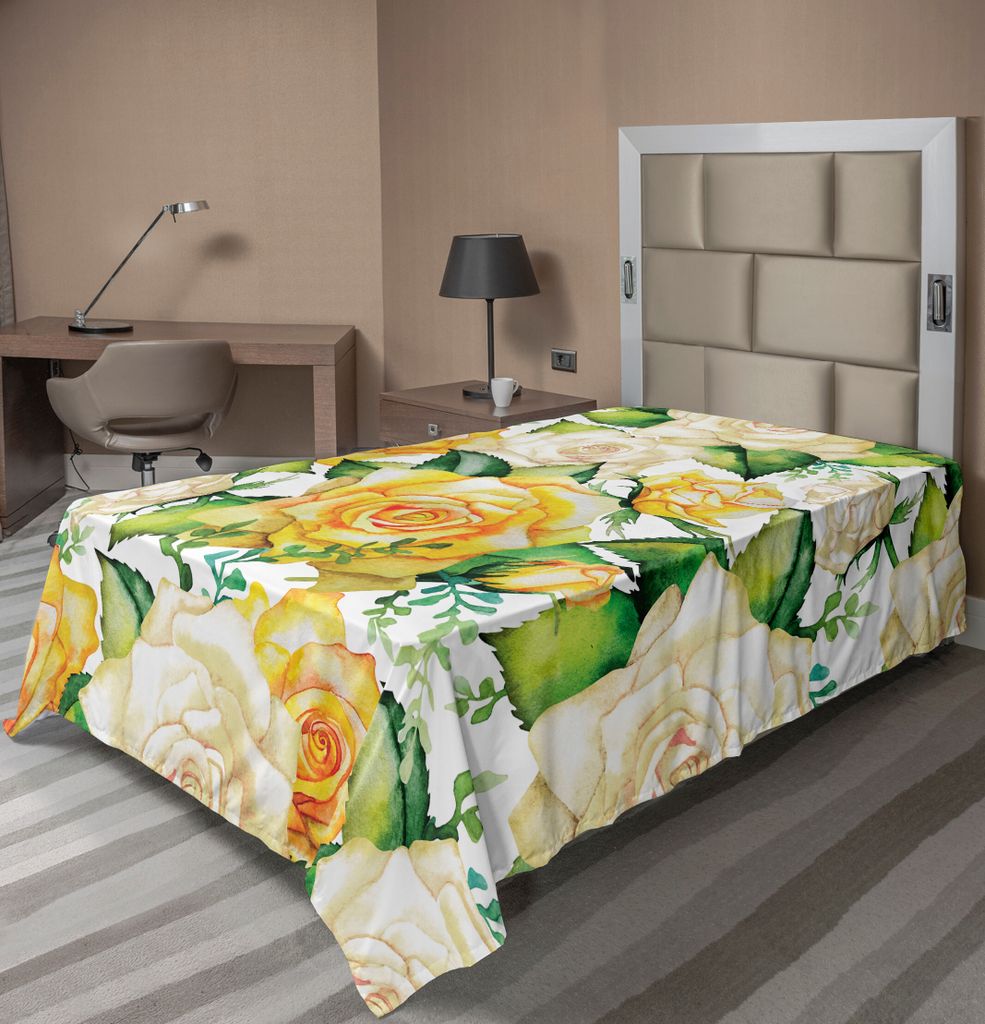 ABAKUHAUS Rose Bettlaken, Rosen Illustration In Der Aquarell Malerei Effekt Aufwändigen Hochzeits Feier, weiches bequemes oberes Bettlaken für ei...