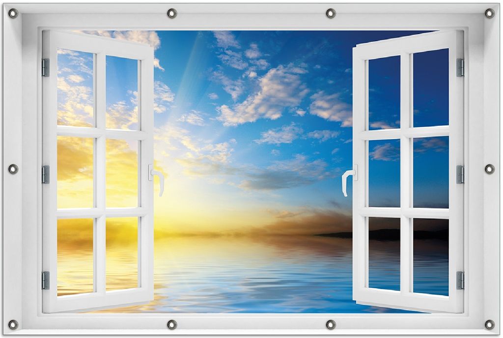 Wallario Outdoor-Poster für Garten oder Balkon 100 x 150 cm: Sonnenuntergang über dem Meer I