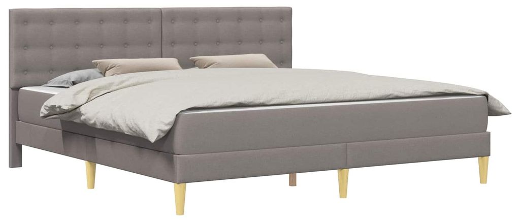 Bettgestell mit Matratze mit Kopfteil Taupe 200 x 200 cm Stoff