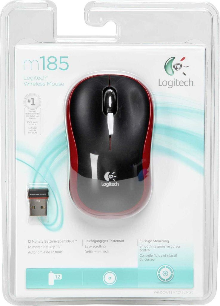 Logitech M185 - Mouse - ottico - wireless - 2,4 GHz - Immagine del prodotto 