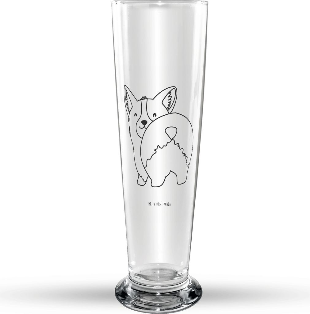 Mr. & Mrs. Panda Bierglas Corgi Po - Transparent - Geschenk, Glasbierglas, Trinkglas, Hund, Sprüche, Selbstliebe, Corgie, Glasbecher, Bierbecher, ...