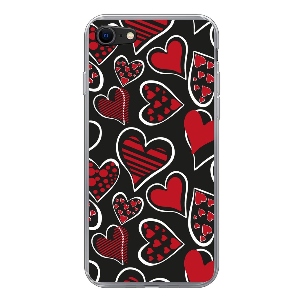 MuchoWow Handyhülle Schutzhülle Hülle für iPhone SE 2022 Mädchen - Herz - Liebe - Muster - Mädchen - Kinder - Kind Silikon Softcase Handy H...