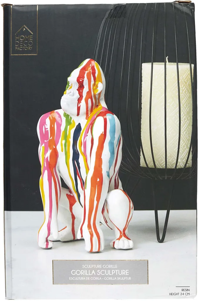 Sculpture de Gorille Décorative Blanche 24cm Effet Rainbow Design - 6