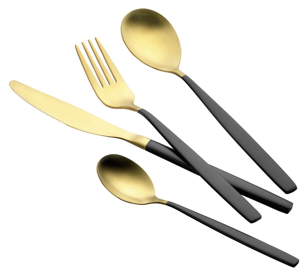 24-teiliges Besteck KIARA, gold und schwarz Produktbild 