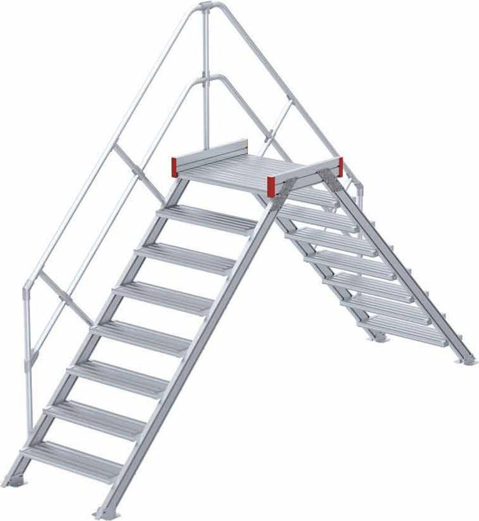 Euroline 512 Überstieg 45° 800mm Stufenbreite 2x8 Stufen Stahl Gitterrost